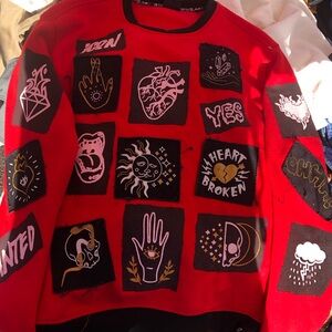 Red Graphic Men Sweater